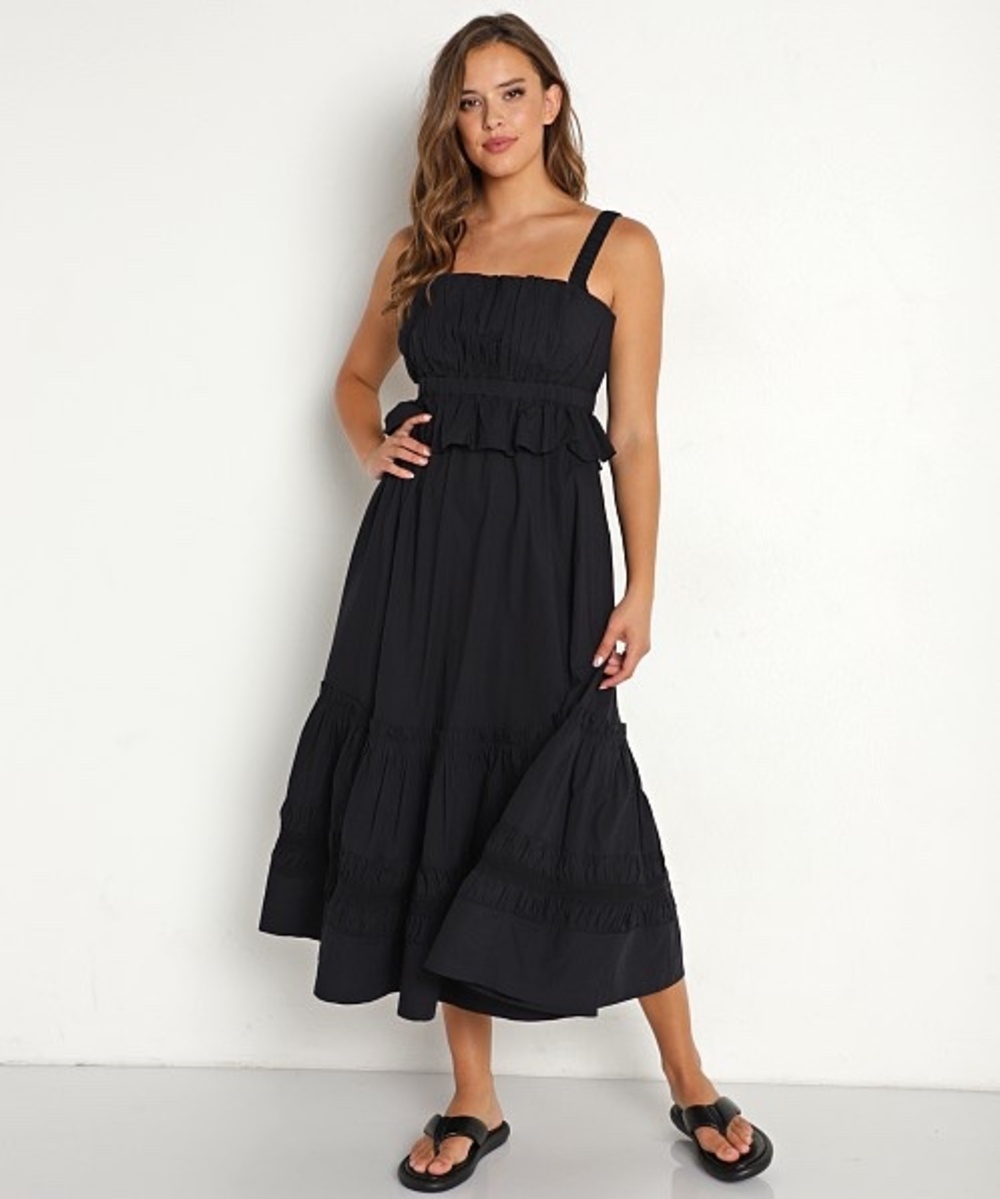 Cleobella Diana Ankle Dress Black 100% Organic Cotton XL